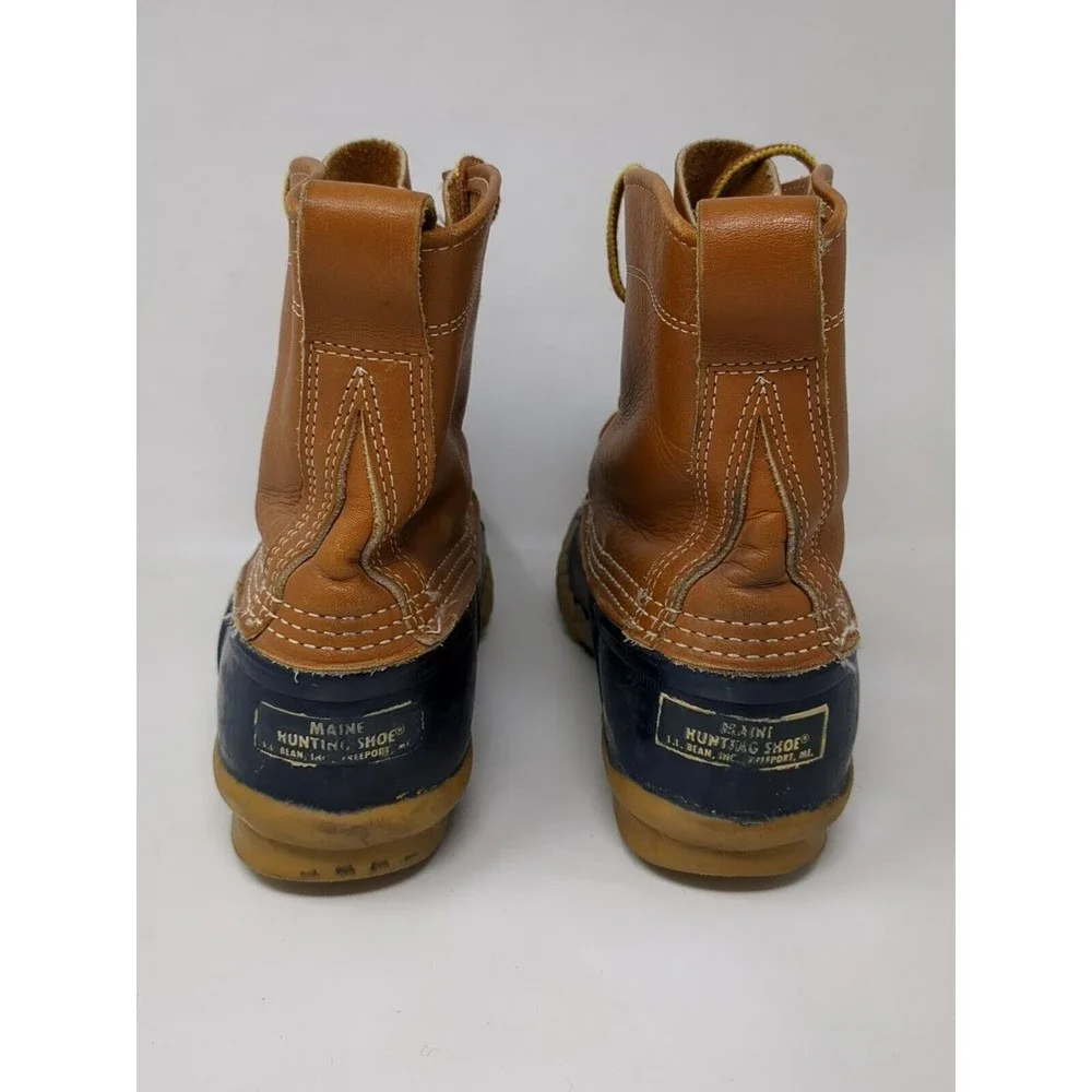 LL Bean Women's Size‎ 7 Leather Duck Boots Made in USA Tan Blue 6